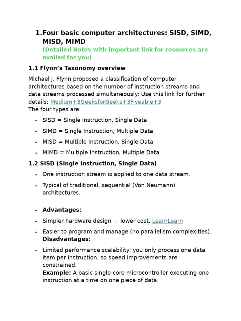 Computer Architectures Overview: SISD, SIMD, MISD, MIMD | PDF | Virtual ...