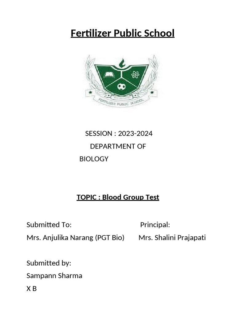 Blood Group Test Project Report | PDF