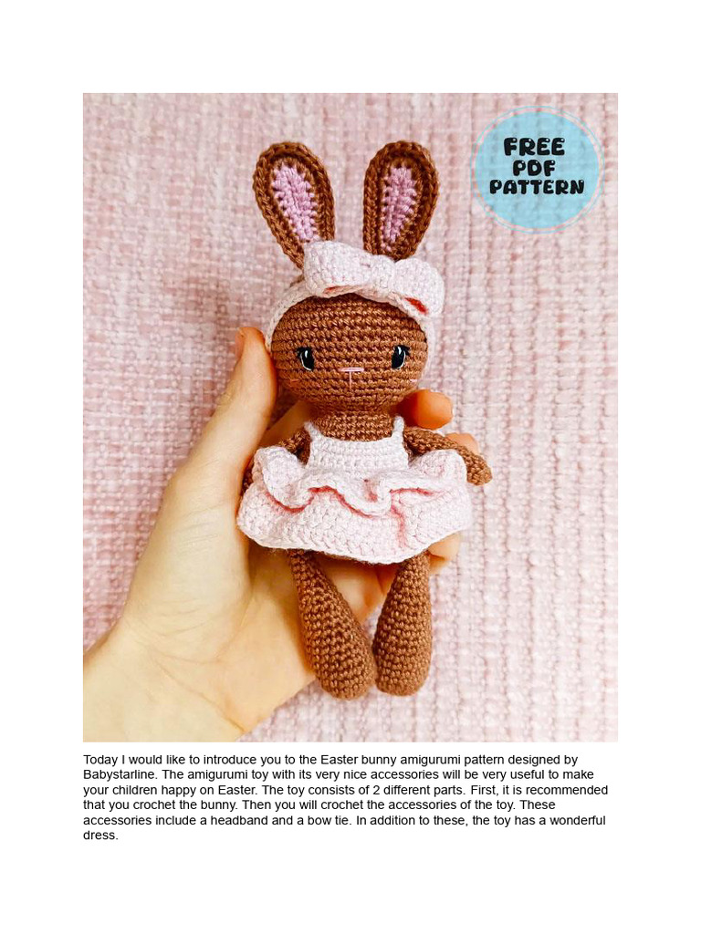 Easter Bunny Amigurumi Crochet Pattern | PDF | Crochet | Embroidery