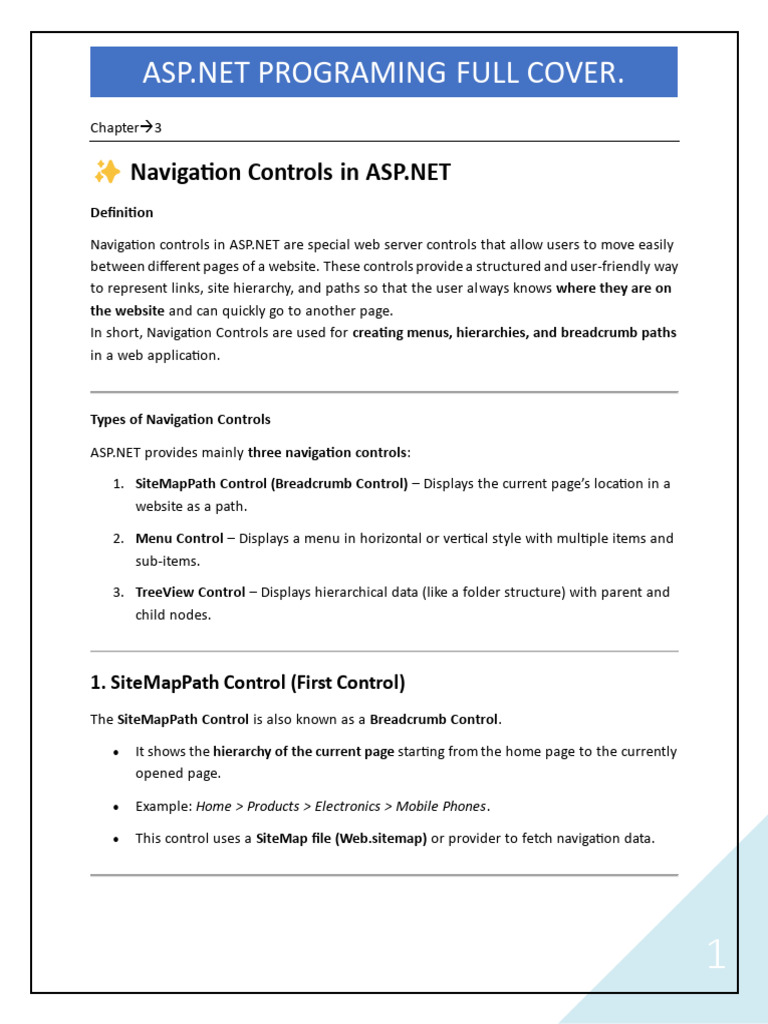 ASP.NET Navigation Controls Overview | PDF | Software | Software ...