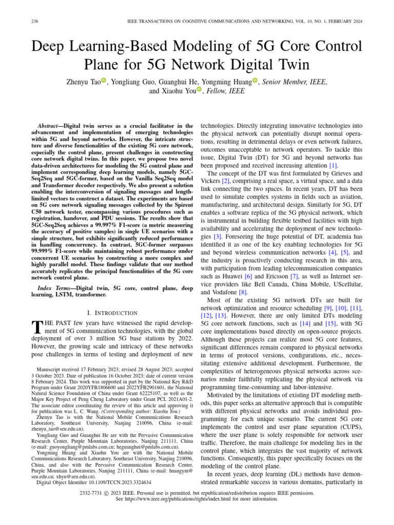 Deep Learning for 5G Control Plane Modeling | PDF | Computing