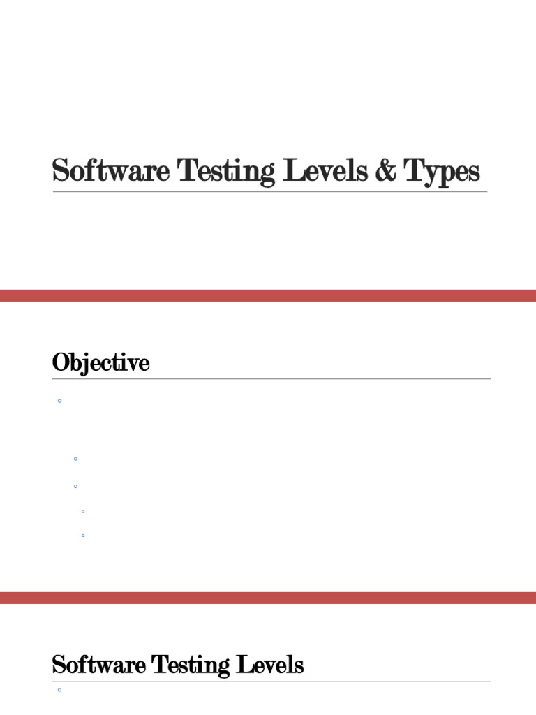 Software Testing Levels and Types Guide | PDF | Software Testing ...