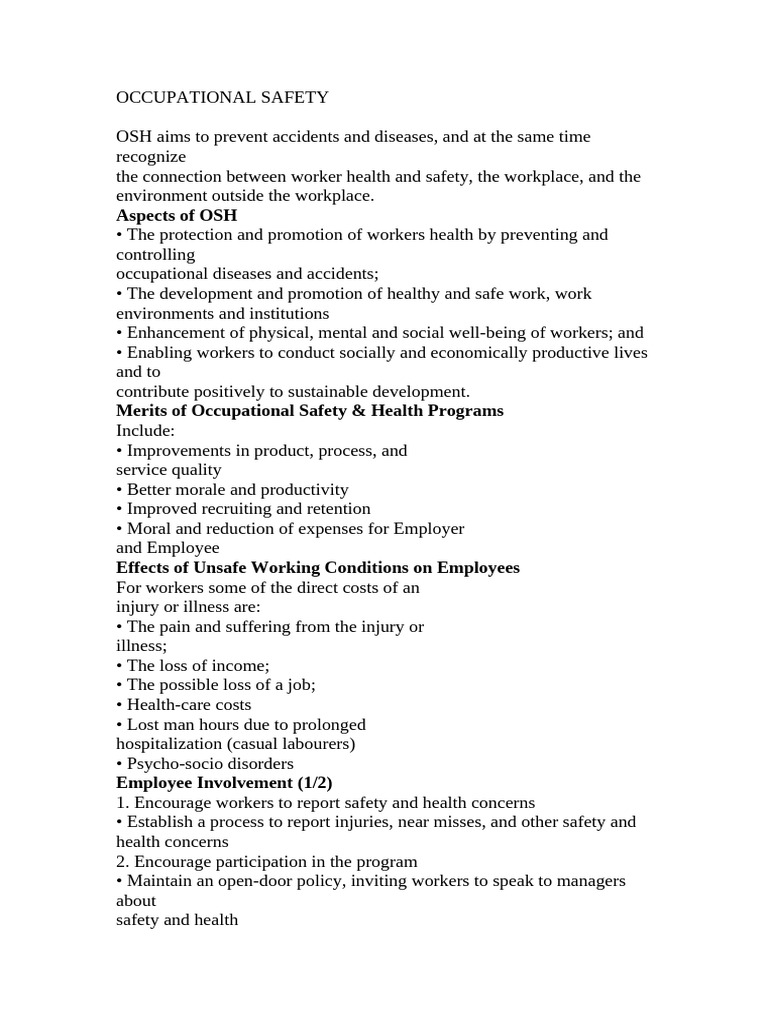 Occupational Safety | PDF