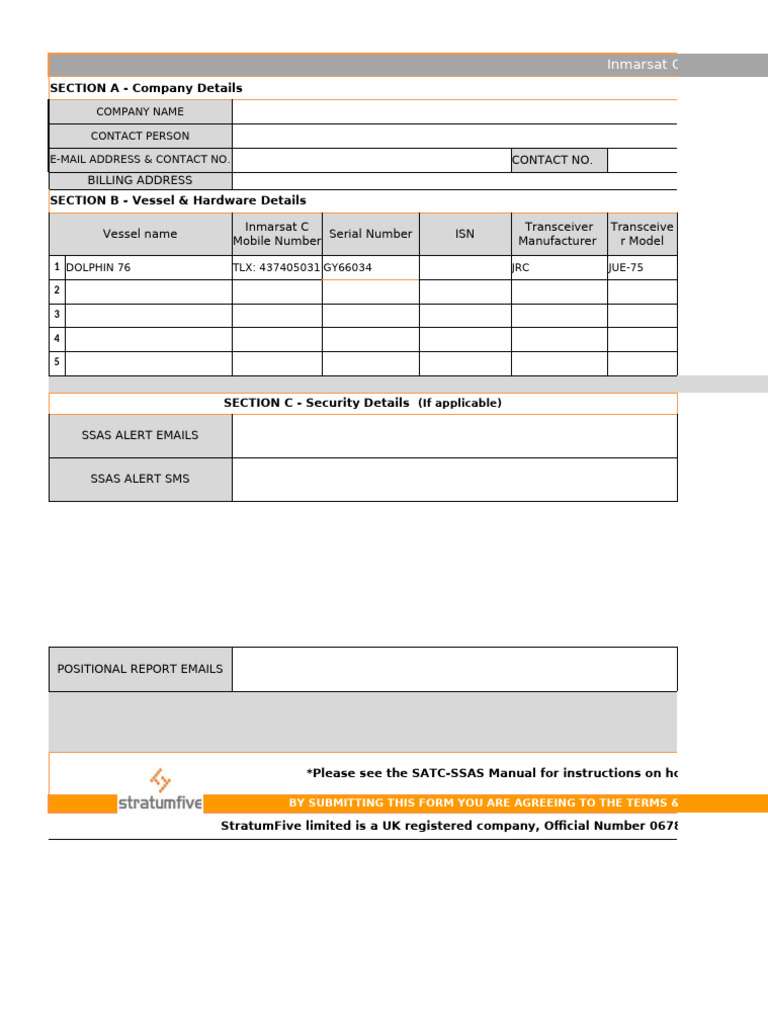 Inmarsat C Fleet Tracking Registration Form | PDF | Ships | Shipping