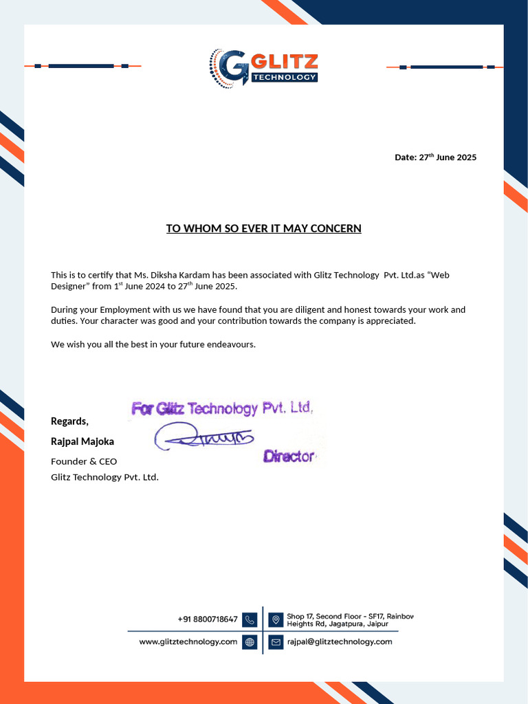 Experience Letter | PDF