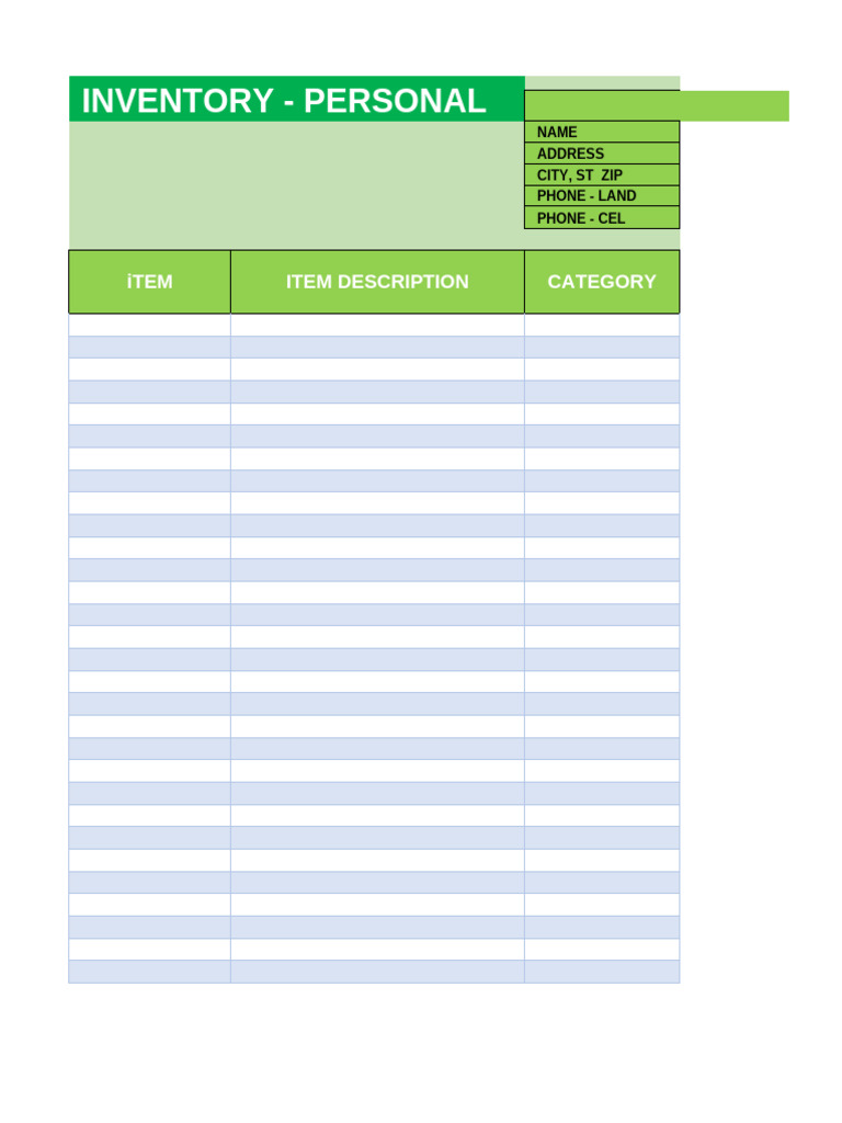 Inventory List Template 03 | PDF