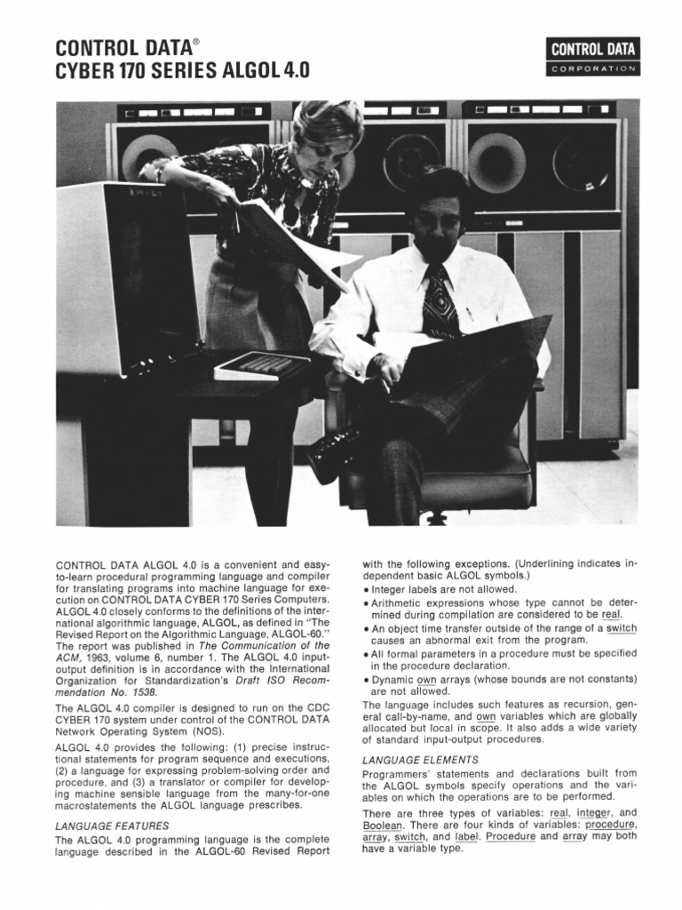 Cyber170 Algol4.0 Mar74 | PDF
