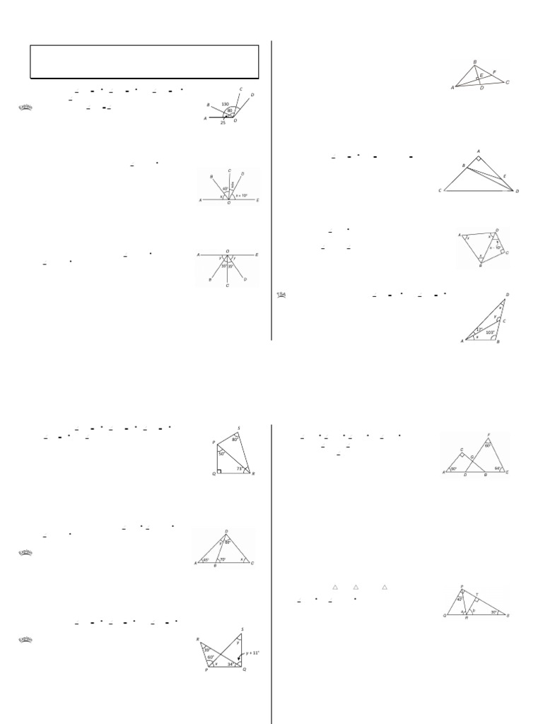 Angles and Triangles: Geometry Exercises | PDF | Triangle | Euclid