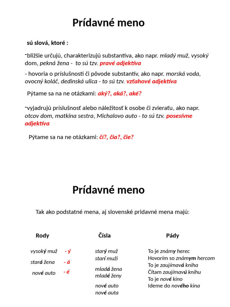 Prídavné Meno | PDF