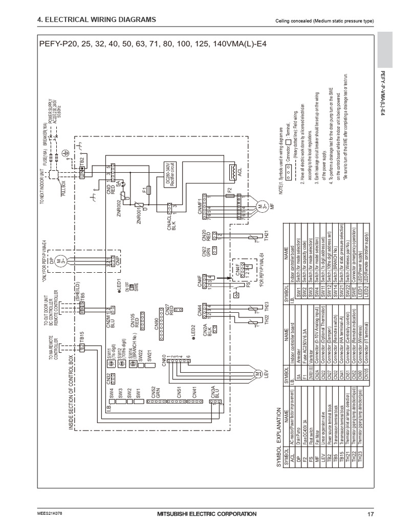 Wiring Diagram for PEFY-P VMA-E4 Units | PDF | Equipment | Electrical ...