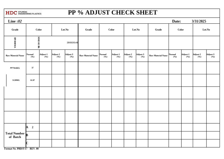 PP Adjust Check Sheet Template | PDF