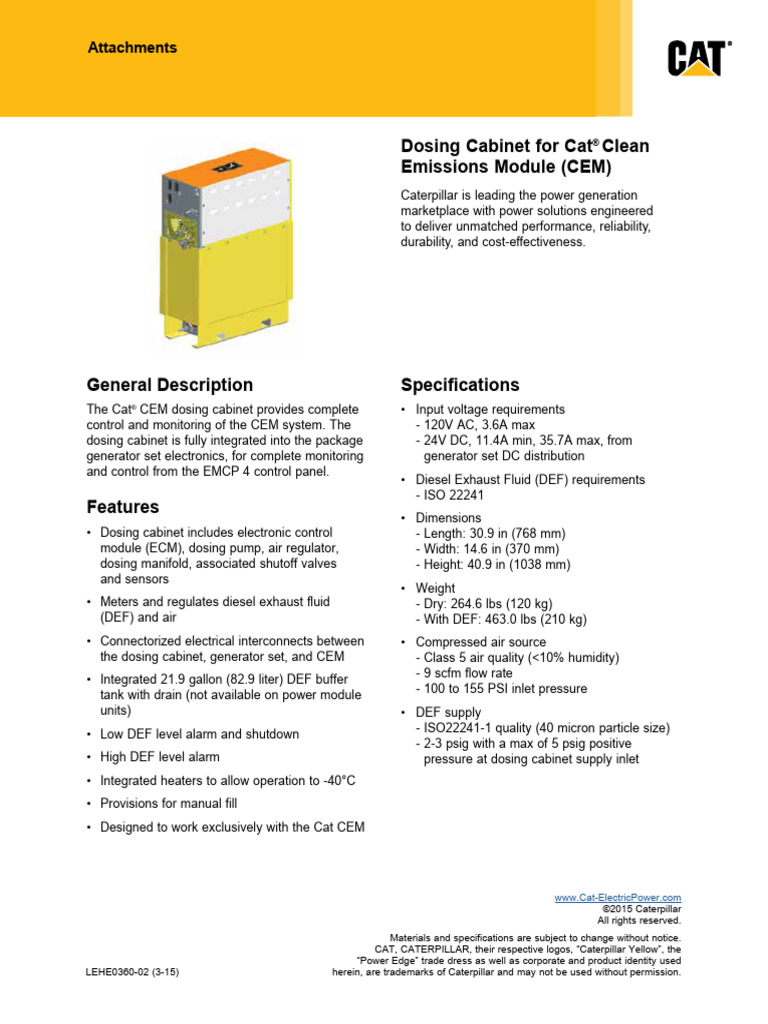 Cat CEM Dosing Cabinet Overview | PDF | Energy Technology | Electricity