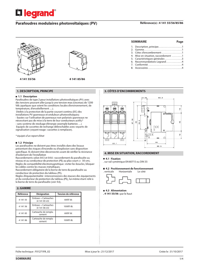 Parafoudre C.V.A. 282 – Protection Contre Les Surtensions – Module X Out DVR