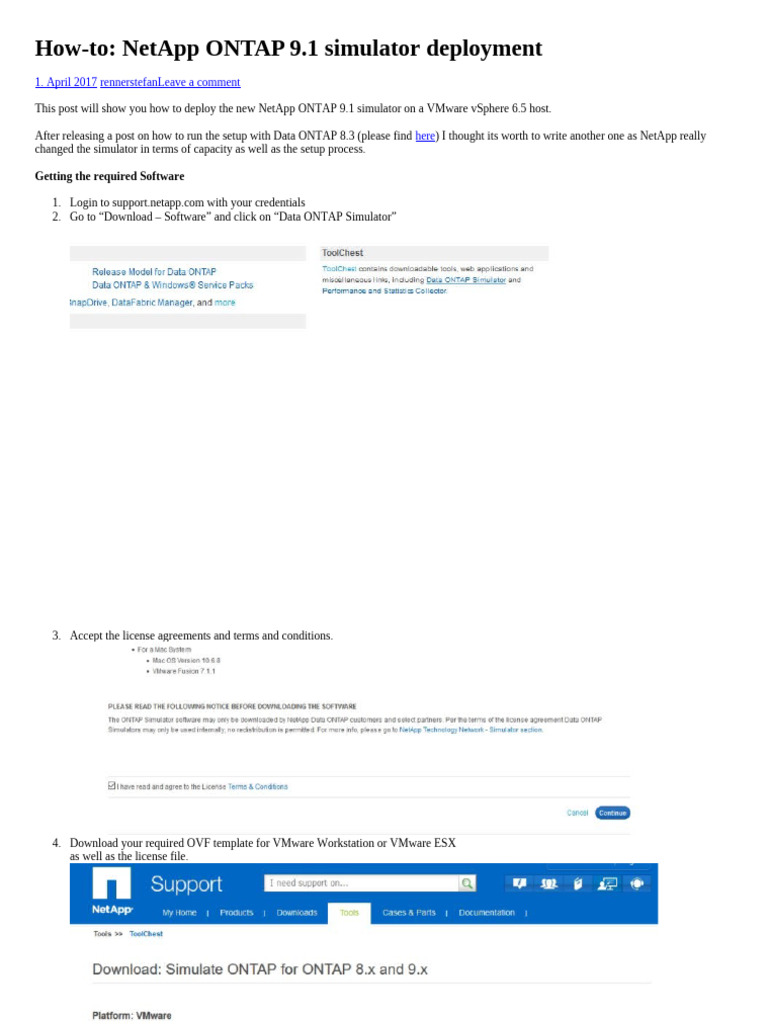 Deploy NetApp ONTAP 9.1 Simulator Guide | PDF | System Software | Software