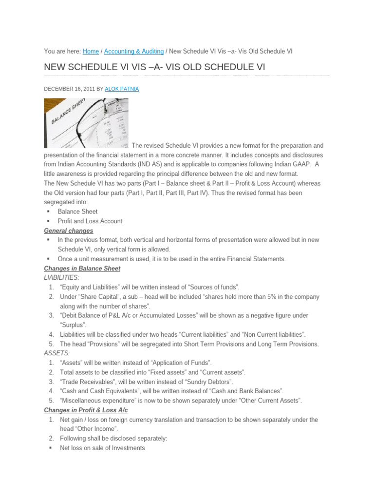 New vs Old Schedule VI Accounting Changes | PDF | Expense | Balance Sheet