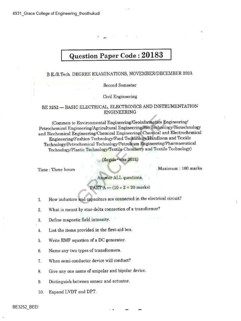 Grace College of Engineering BEEI Guide | PDF