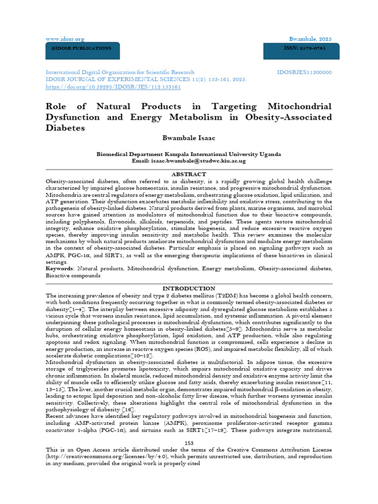 Role of Natural Products in Targeting Mitochondrial Dysfunction