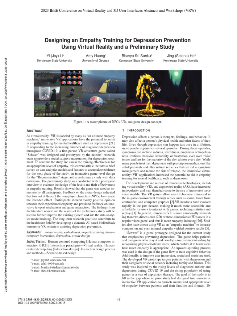 Designing An Empathy Training For Depression Prevention Using Virtual ...
