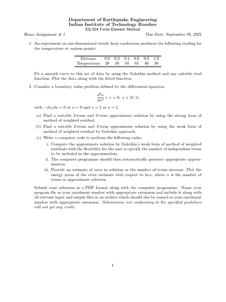 EQ-504 Finite Element Method Assignment | PDF