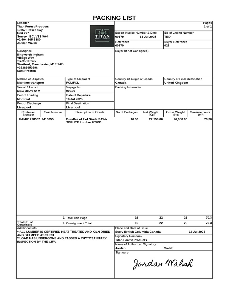 Packing List Container | PDF | Freight Transport | Supply Chain Management