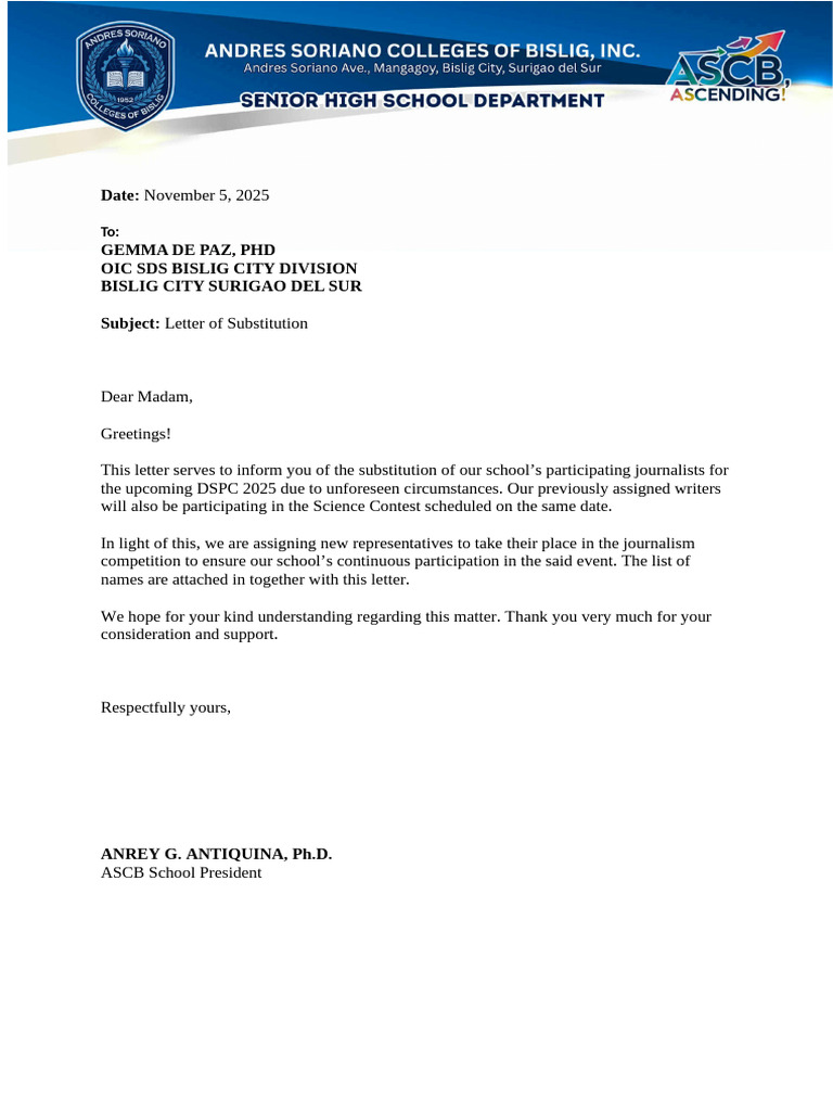 DSPC 2025 Journalist Substitution Notice | PDF