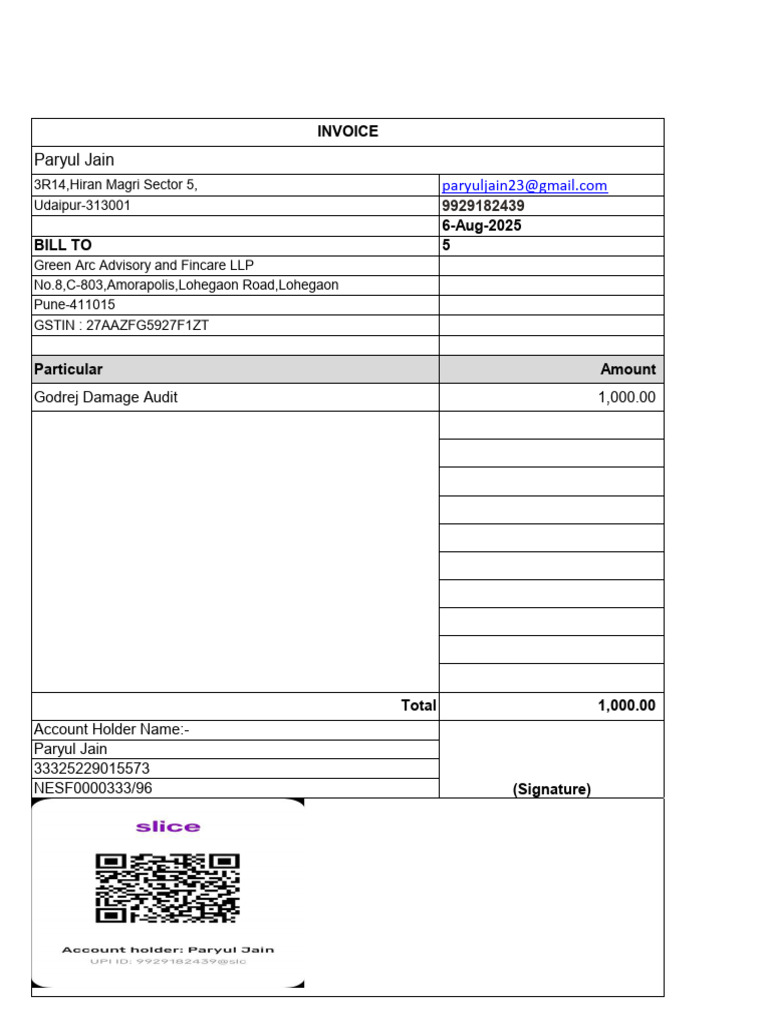 Invoice Ajmer 5 | PDF