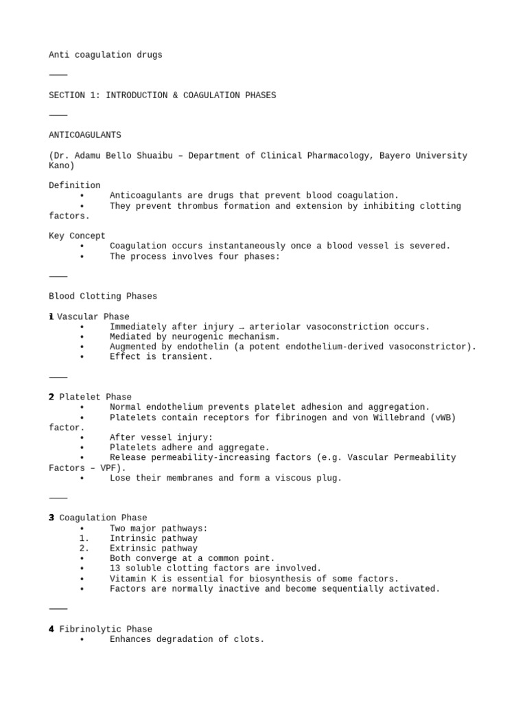 Anticoagulants Drug | PDF | Coagulation | Thrombus