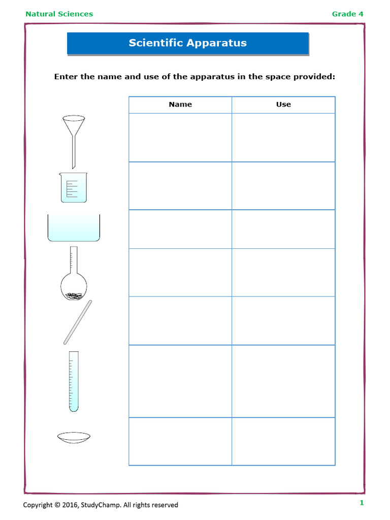 Grade 4 Scientific Apparatus Guide | PDF | Liquids | Glasses