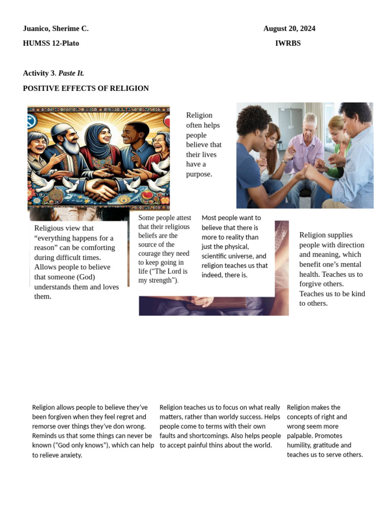 Positive Effects of Religion on Life | PDF | God | Spirituality