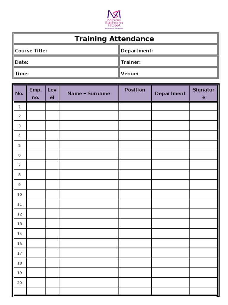 Training Attendance Record Template | PDF