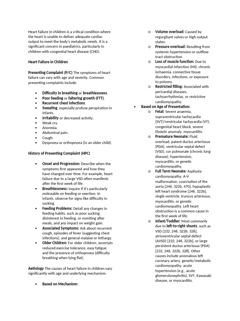 Pediatric Heart Failure Overview | PDF | Heart | Heart Failure