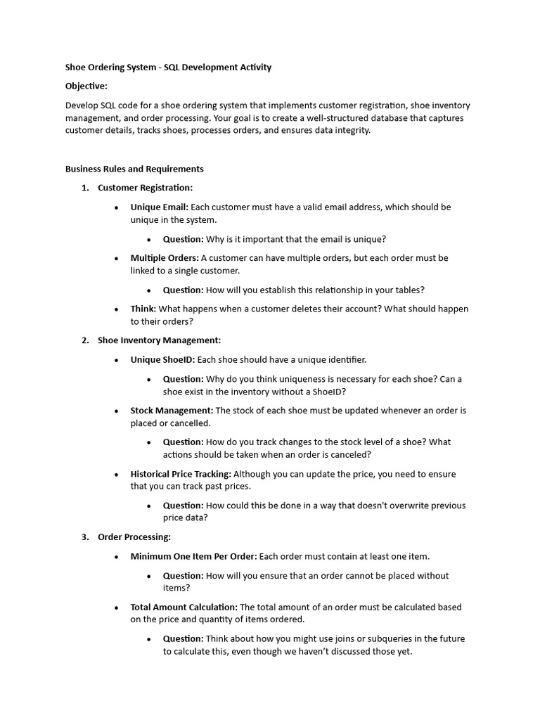 Shoes Ordering System | PDF | Information Technology | Databases