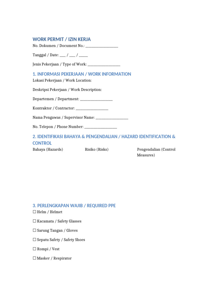 Work Permit Template | PDF