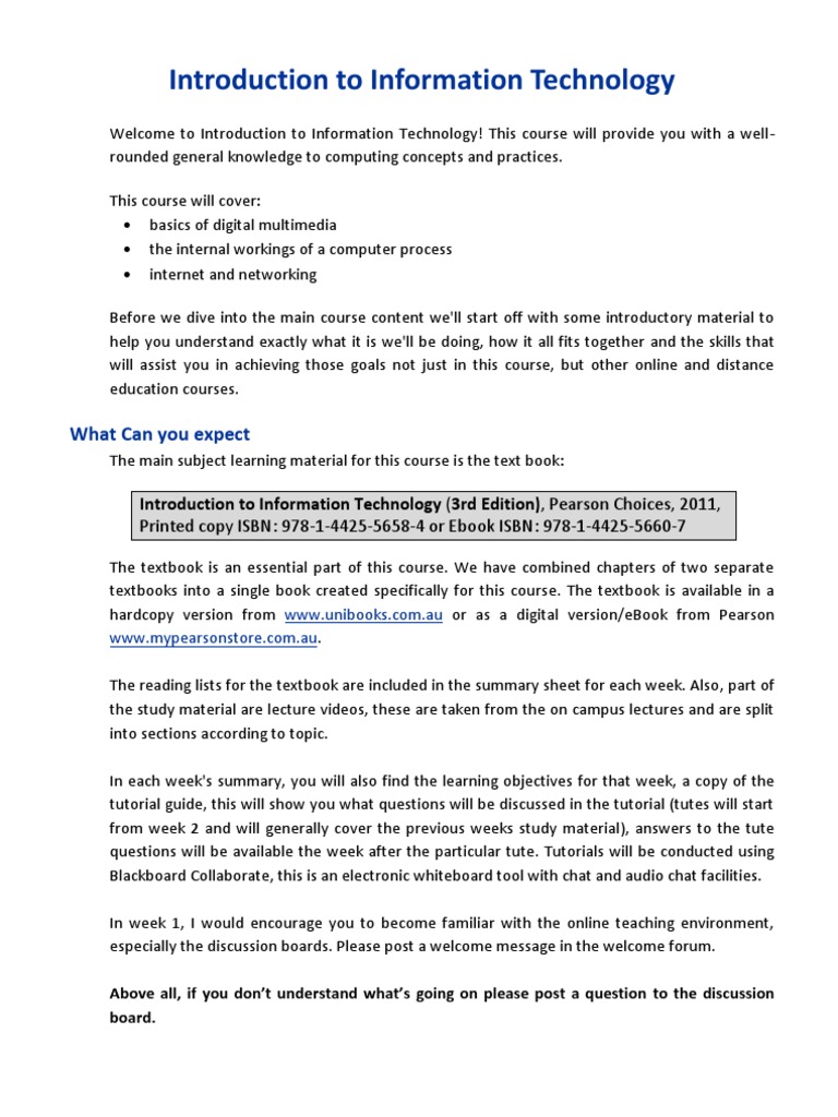 Intro to Information Technology Course | PDF | Web Search Engine | Textbook