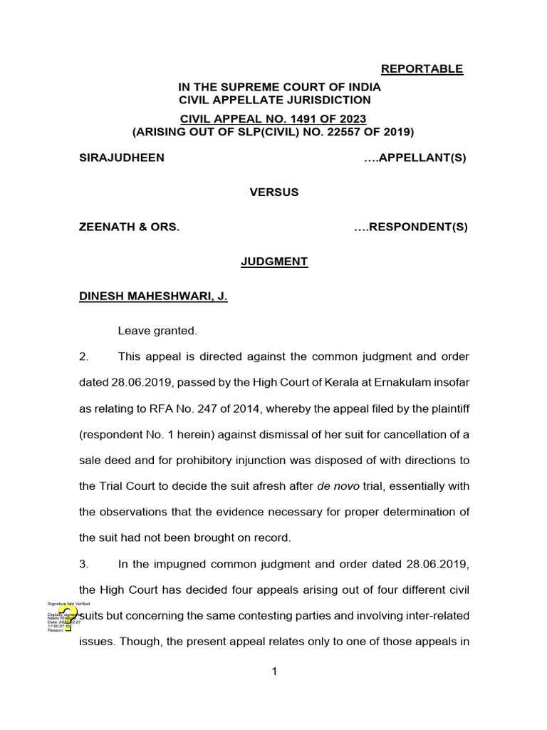 Supreme Court Ruling on Sale Deed Dispute | PDF | Lawsuit | Judgment (Law)
