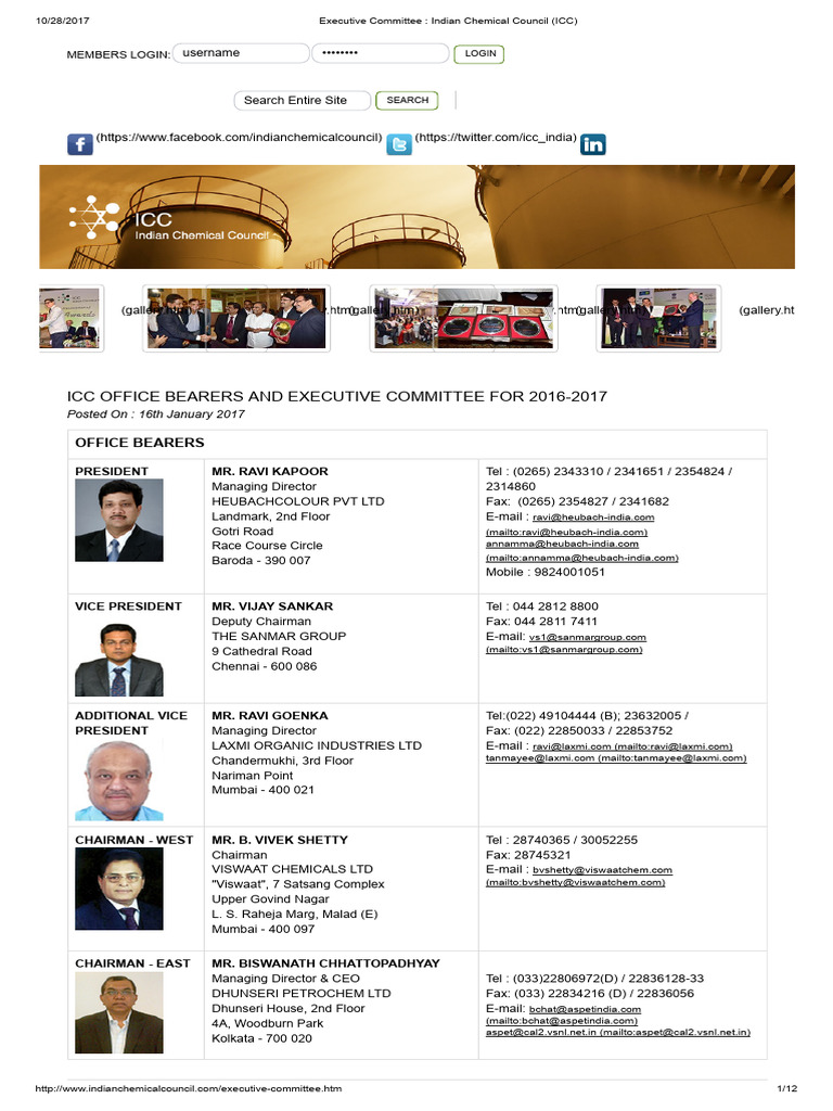 ICC Executive Committee 2016-2017 Members | PDF | Mumbai