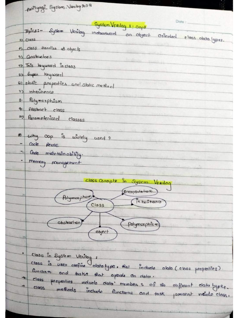 SystemVerilog Classes (Oops Concept) | PDF