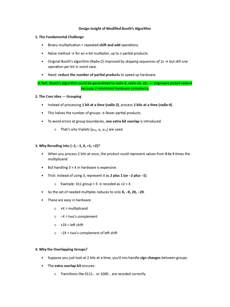 Modified Booth's Algorithm Design Insights | PDF | Mathematics | Theory ...