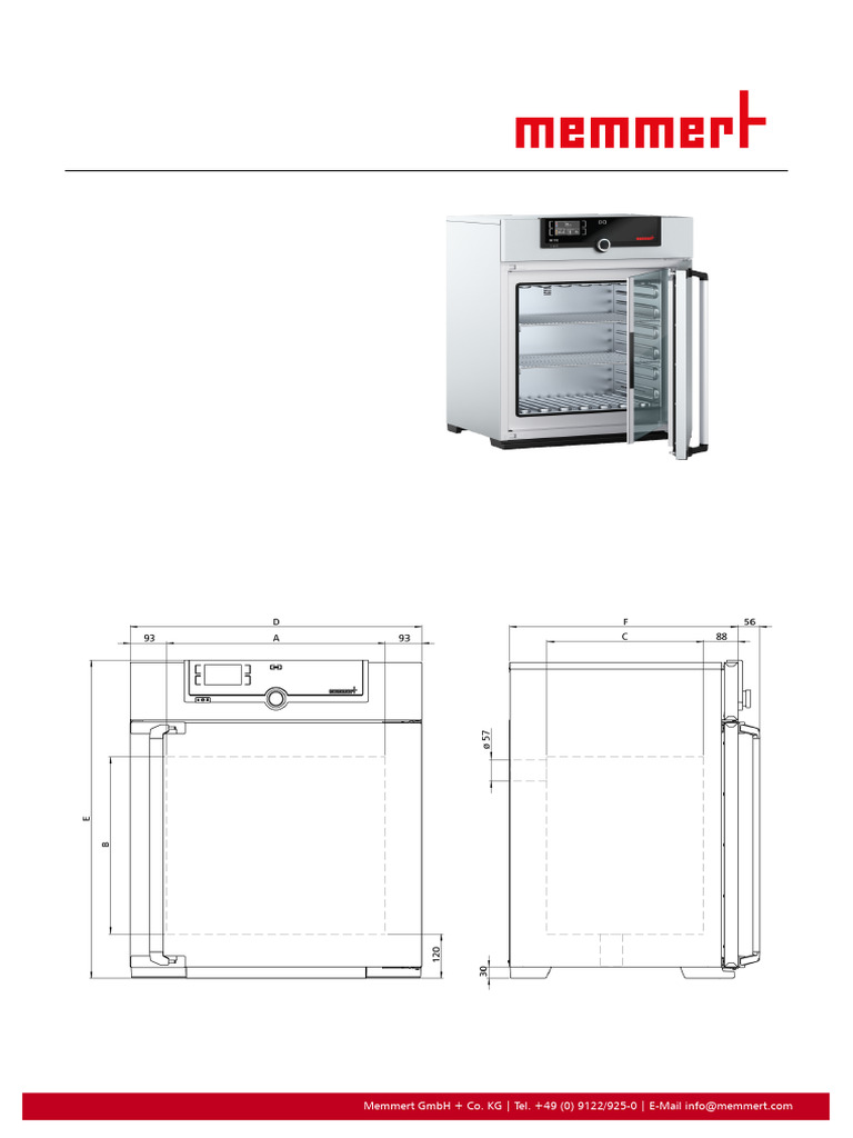 Memmert IN110 Incubator Specifications | PDF | Temperature | Door