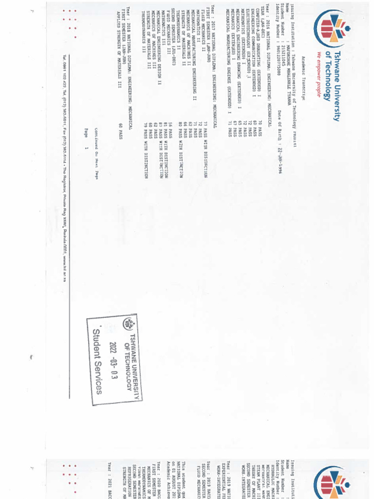 Academic Transcript | PDF