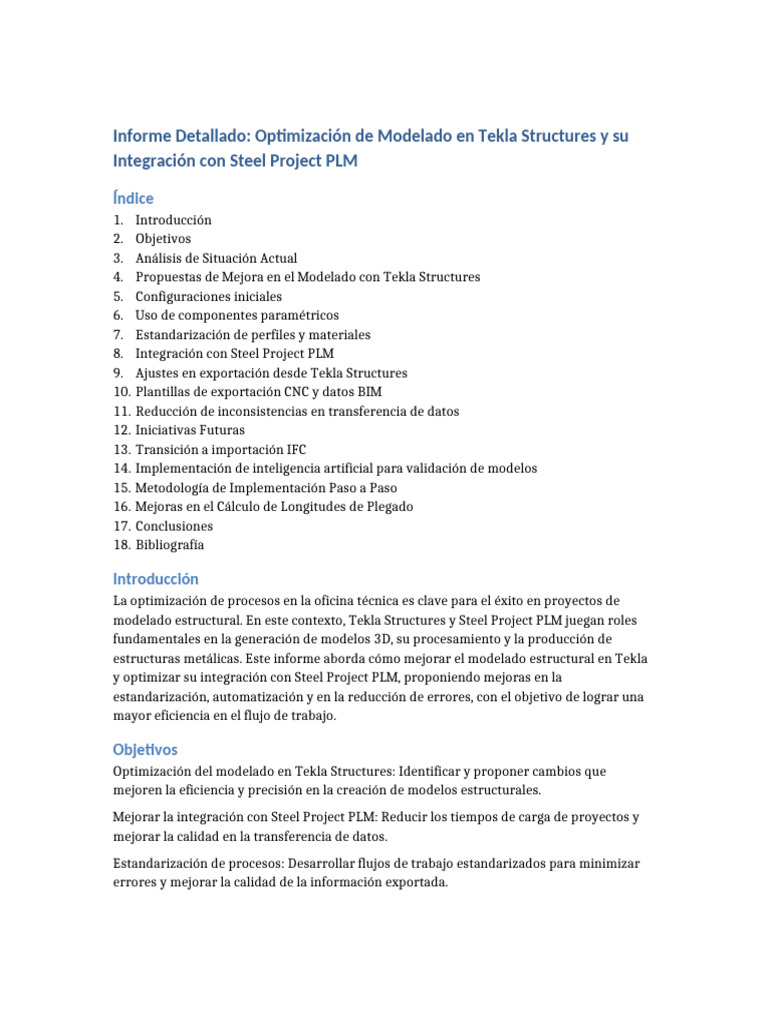 Optimización de Tekla y Steel Project PLM | PDF | Informática