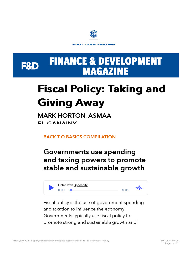 Understanding Fiscal Policy Basics | PDF | Fiscal Multiplier | Gross ...