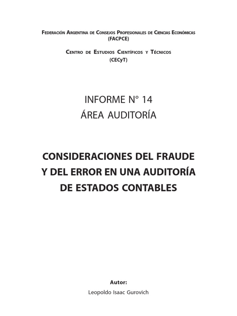 Fraude y Error en Auditoría Contable | PDF | Auditoría financiera ...
