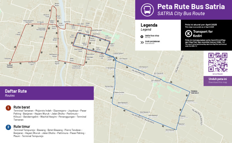 Peta Rute Bus Satria Kediri 2025 | PDF