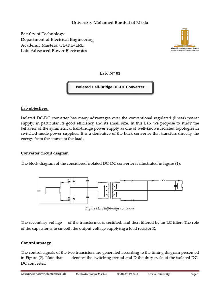 Isolated Half-Bridge DC-DC Converter Lab | PDF | Power Electronics ...