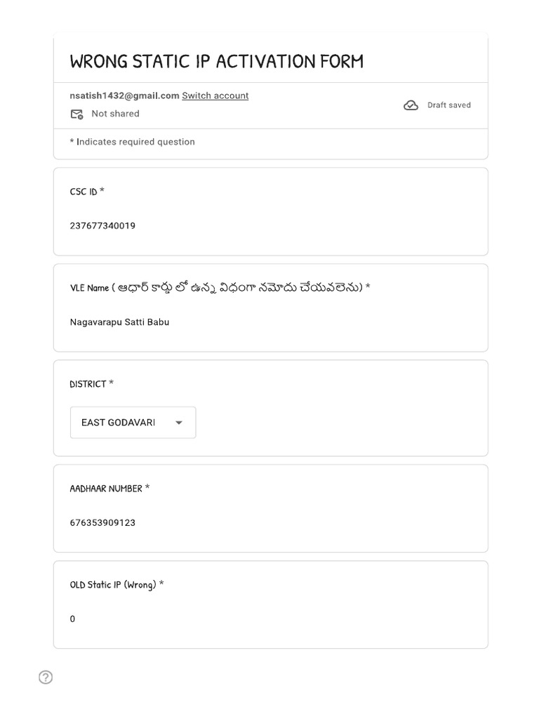Static Ip Google Form | PDF