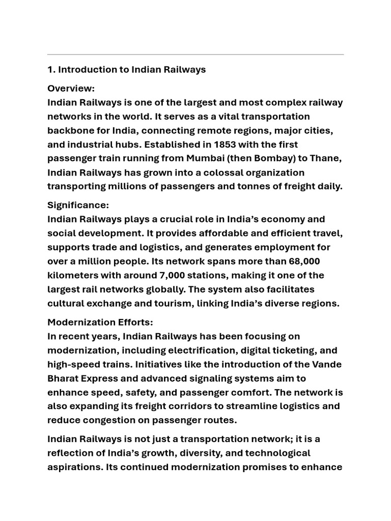 Overview of Indian Railways System | PDF | Rail Transport | Transport