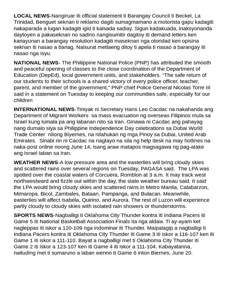 Local News | PDF | Philippines | Typhoon