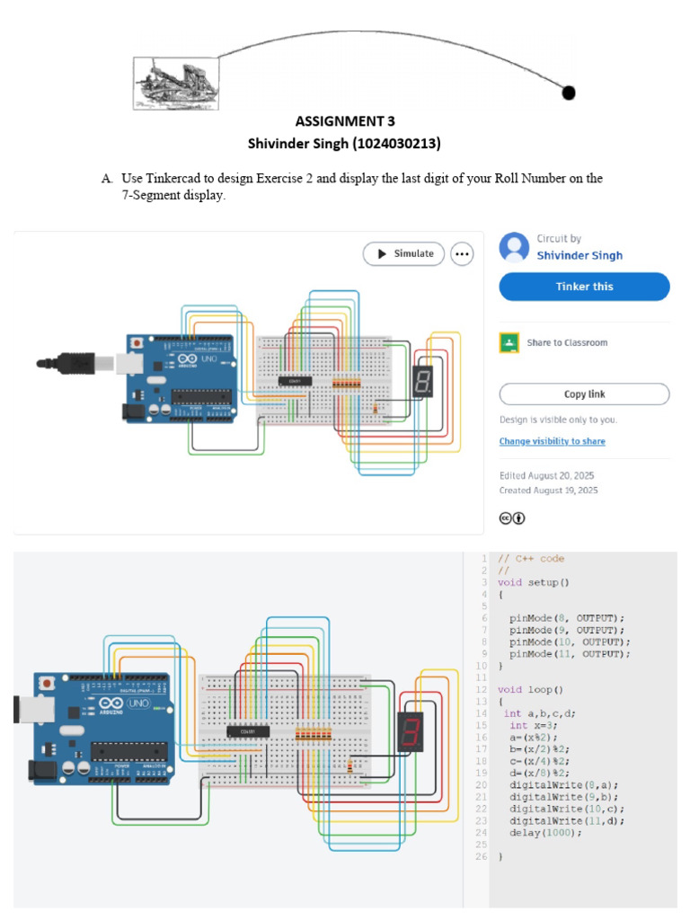 Tinkercad Arduino Counter Assignment | PDF