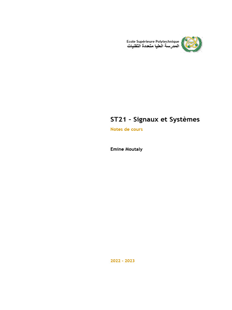 Signaux et Systèmes : Notes de Cours | PDF | Microphone | Son